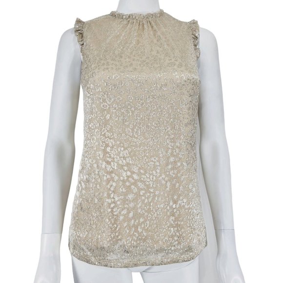 Oasis Tops - Oasis Gold Sparkly Pattern Sleeveless Party Top Sz XS Lined